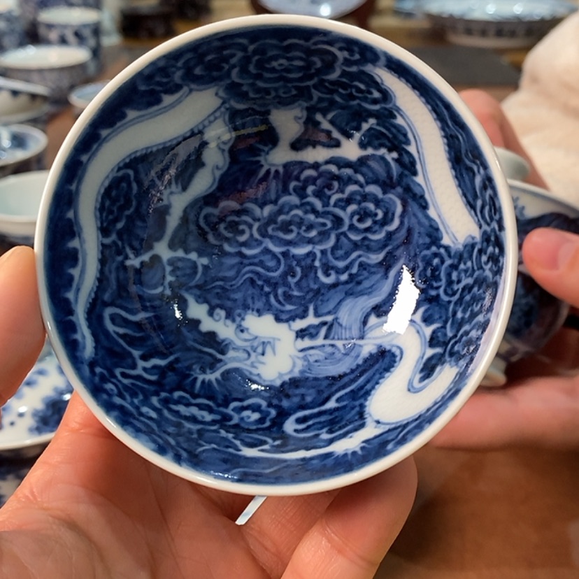 【闪购商品】杯蓝底暗刻小白龙普耳杯