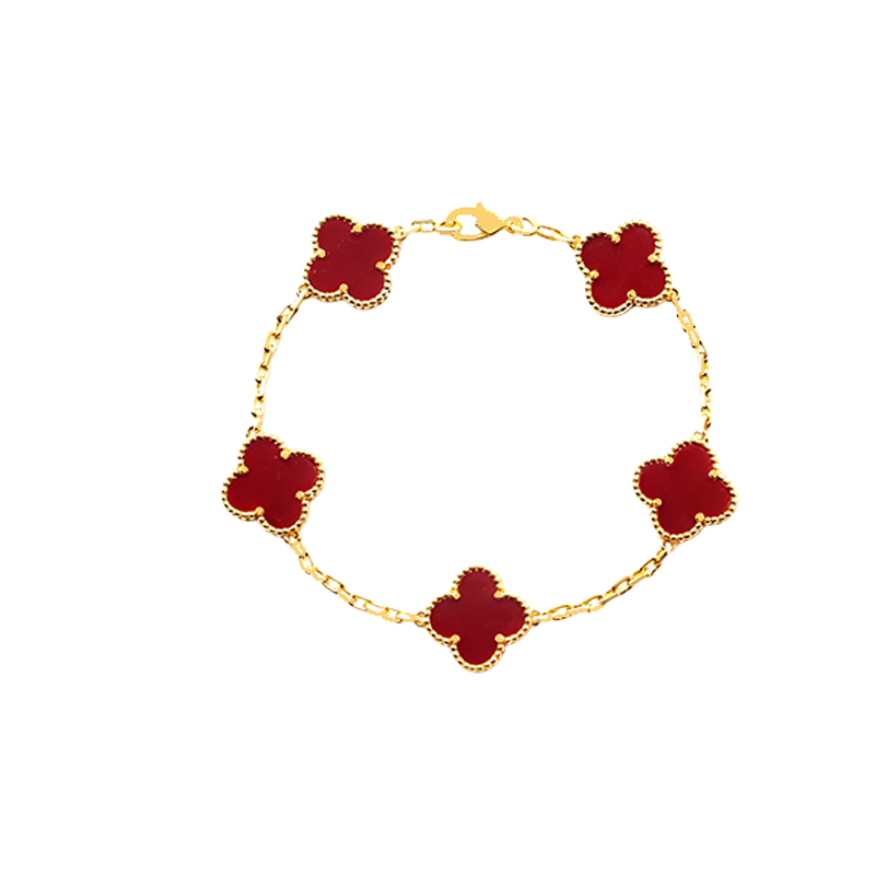 手链 I8K气质轻奢百搭四叶草五花手链高定法式CNC工艺