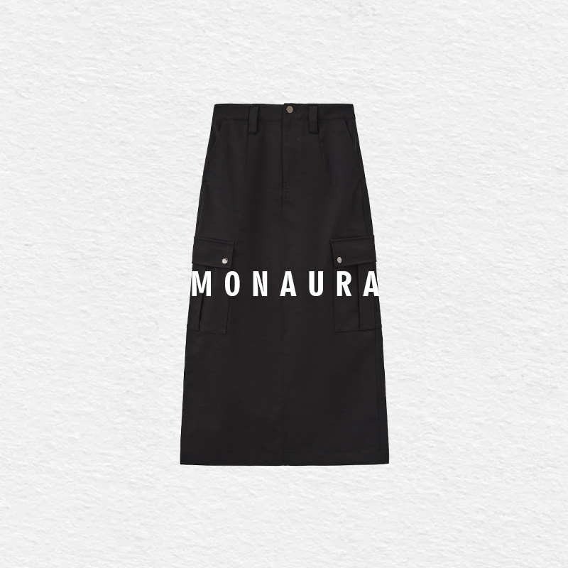 MONAURA【云涧】高腰极简轻职风工装半裙4176
