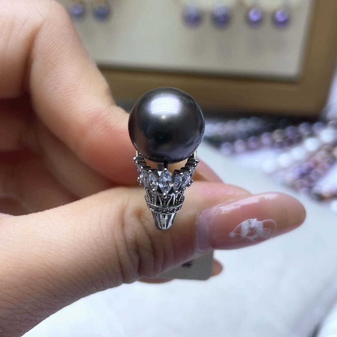 海水珍珠戒指银S925镶嵌