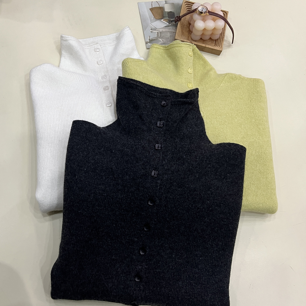 绒品 纯色小高领百搭加厚开衫针织衫