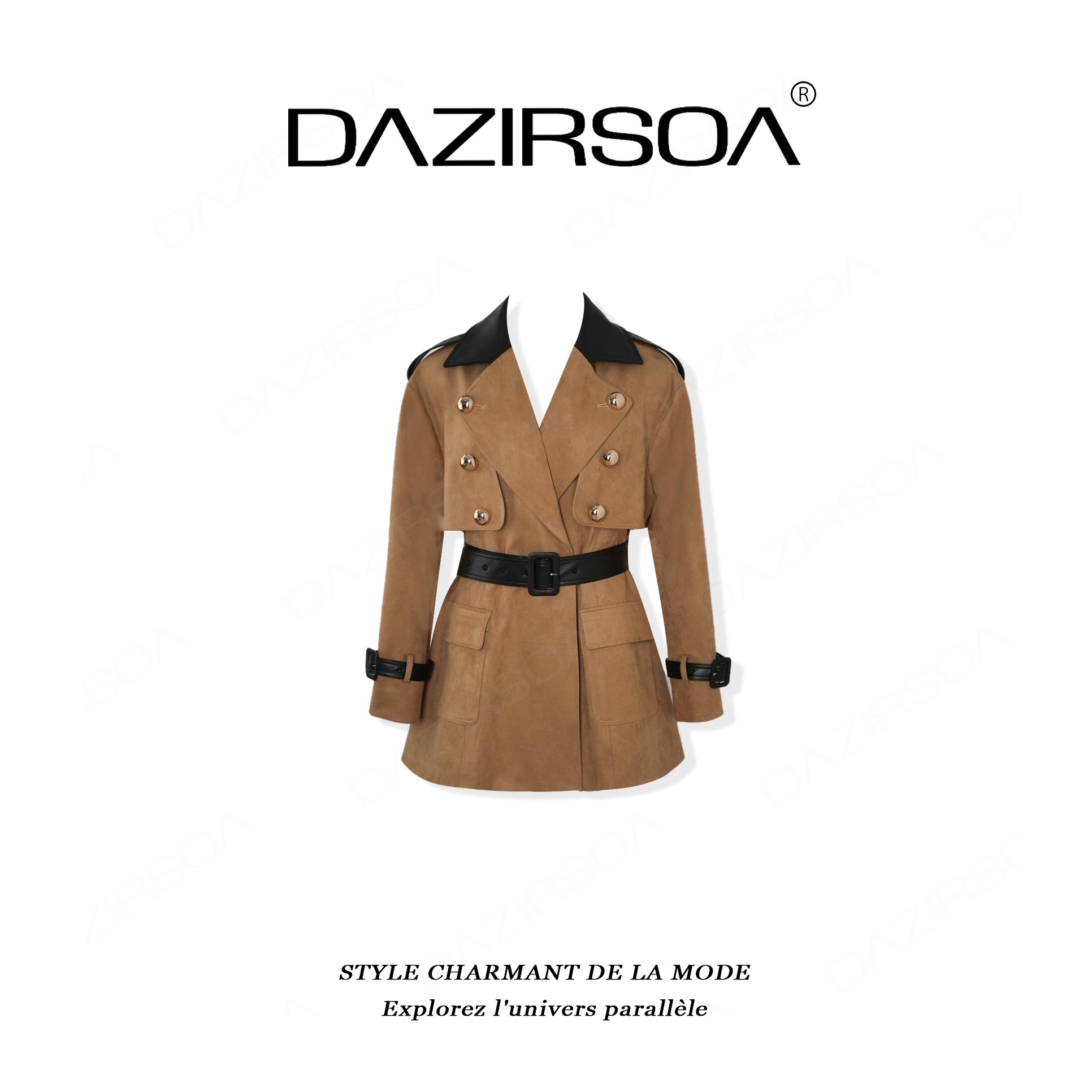 “颗粒感氛围”高奢定制英伦风排扣风衣外套 AB669