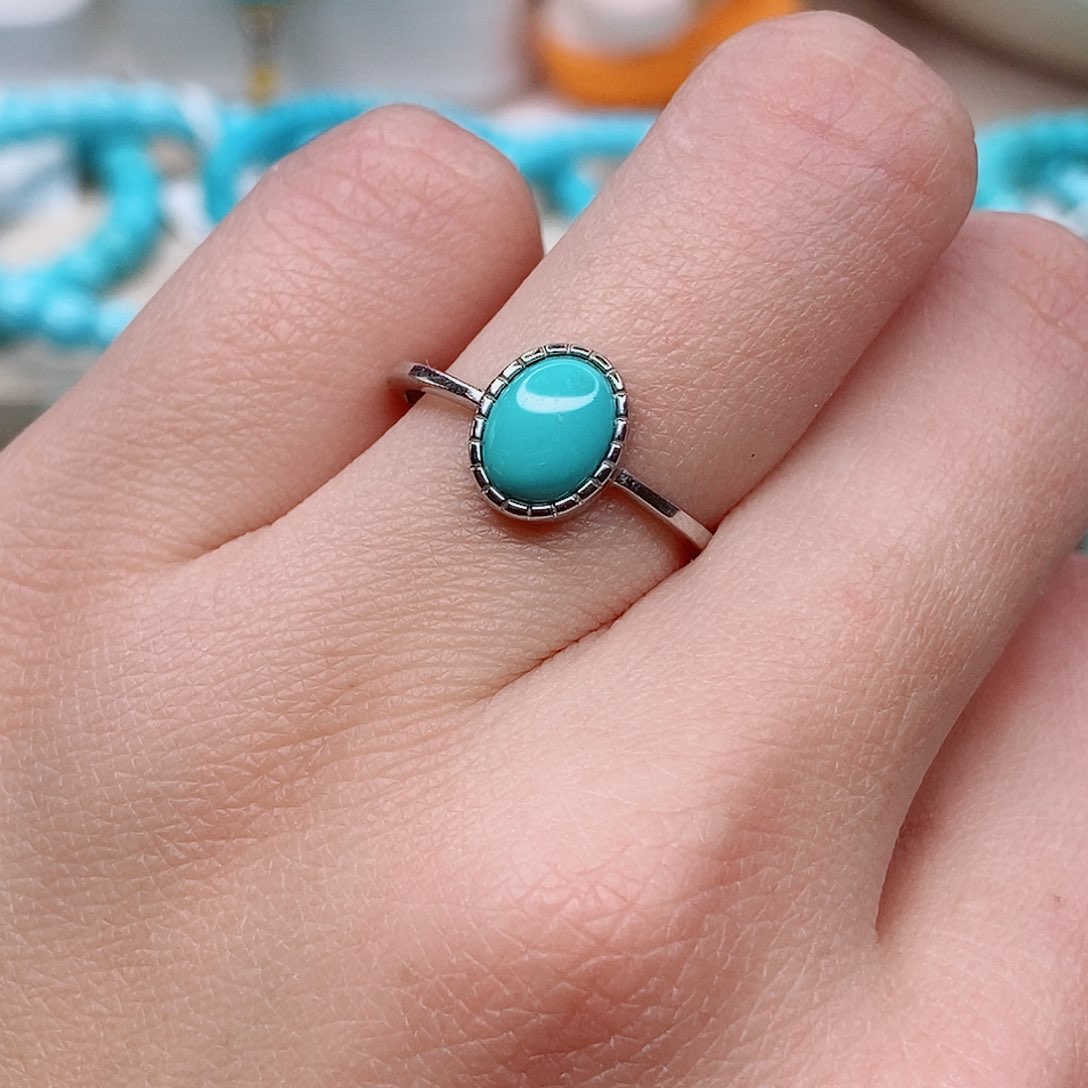 绿松石戒指银S925镶嵌