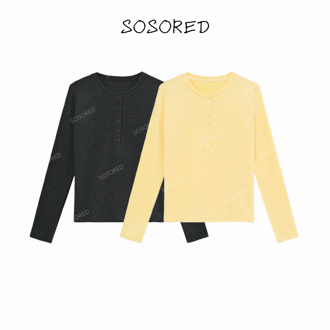 SOSORED / 亨利倍暖羊毛打底 贵族体验超绝肤感圆领亨利长袖T恤女