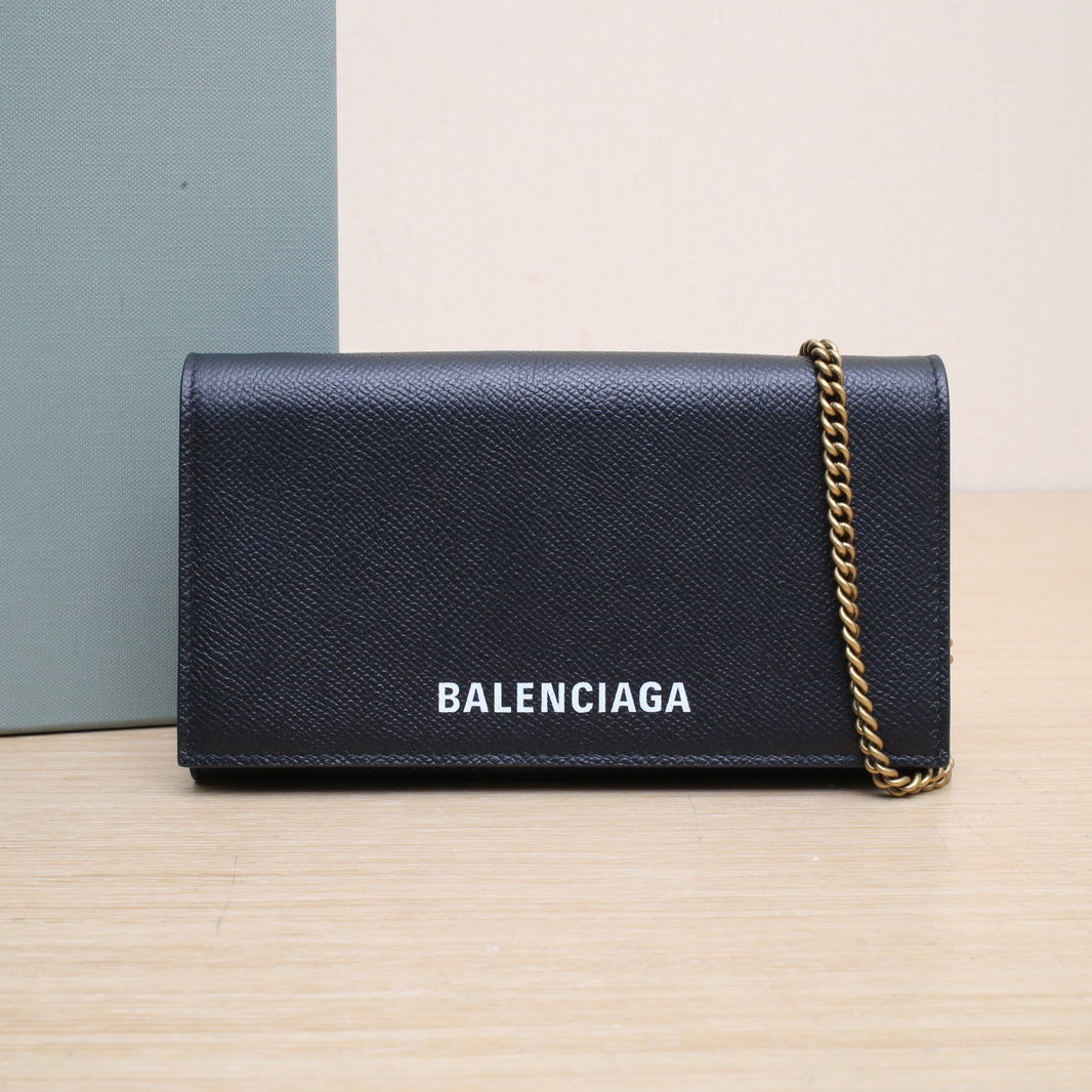 99新 Balenciaga/巴黎世家 【小花黑黑】 黑色 logo字母 链条包