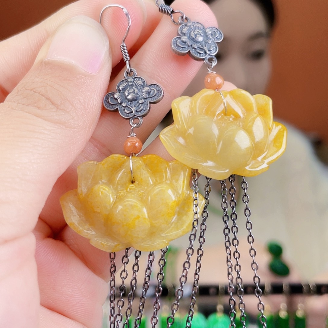 翡翠未镶嵌耳饰饰品