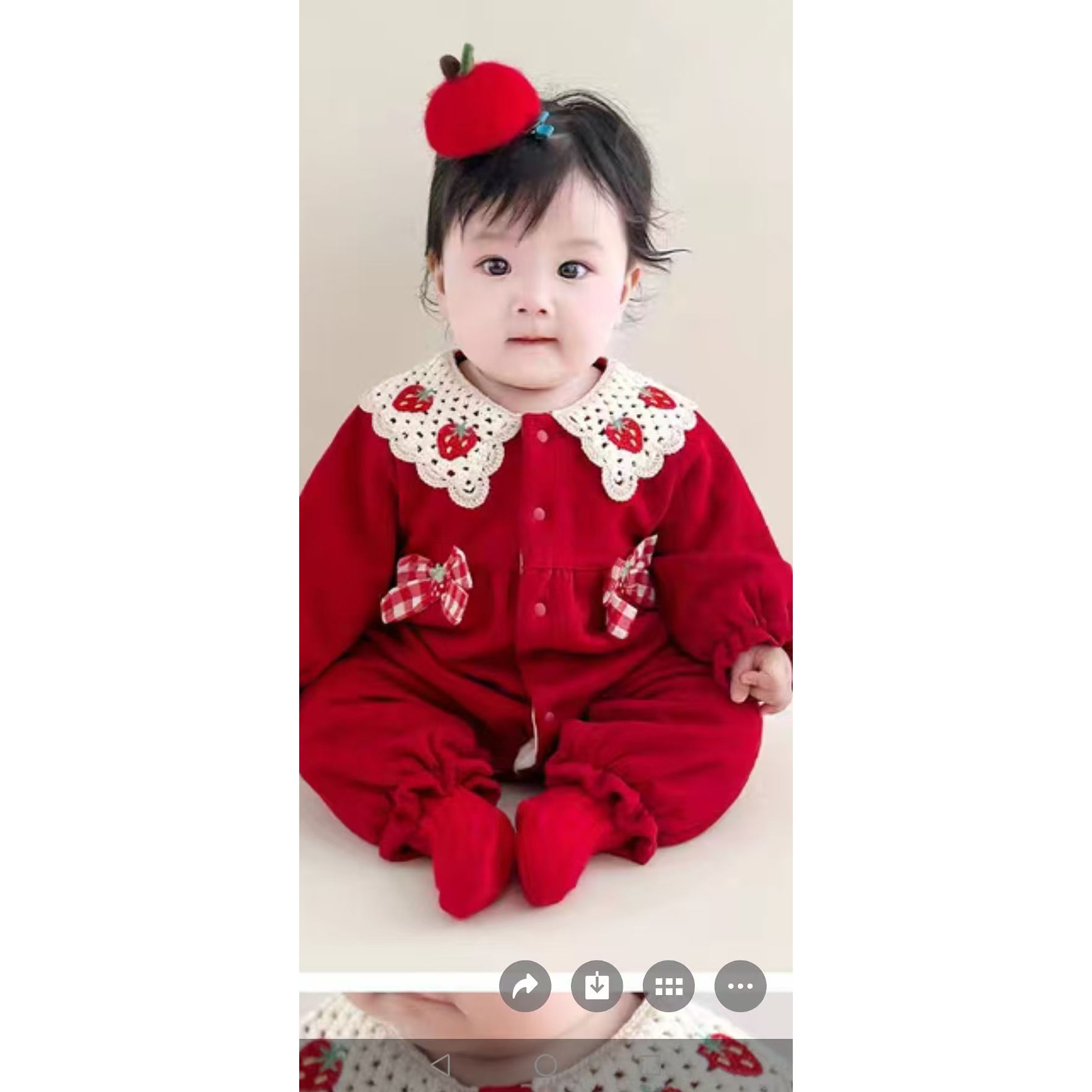 草莓蝴蝶结绒里哈衣