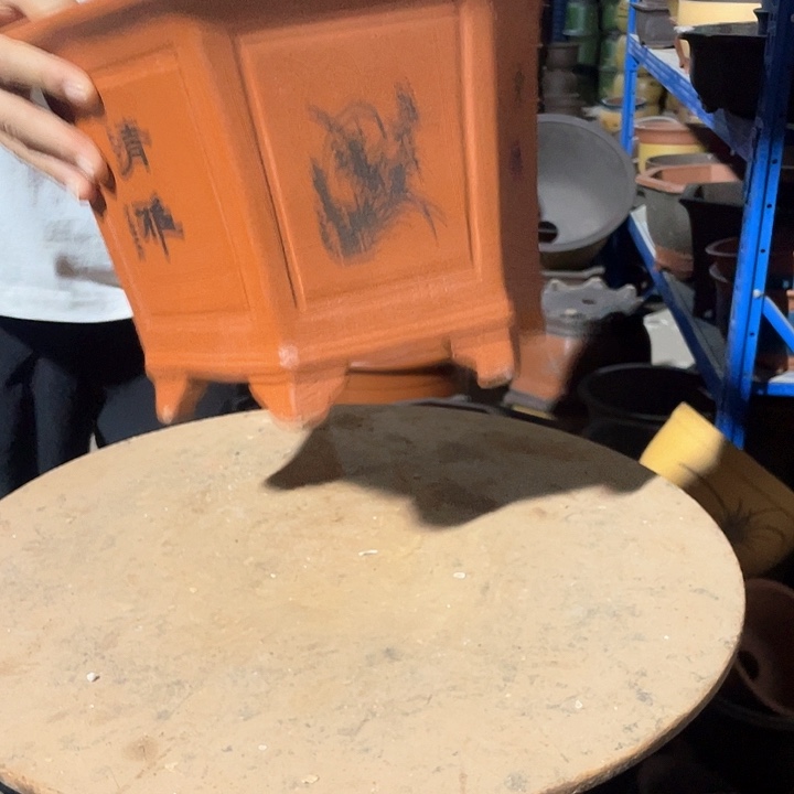 32红清雅六方花盆花盆