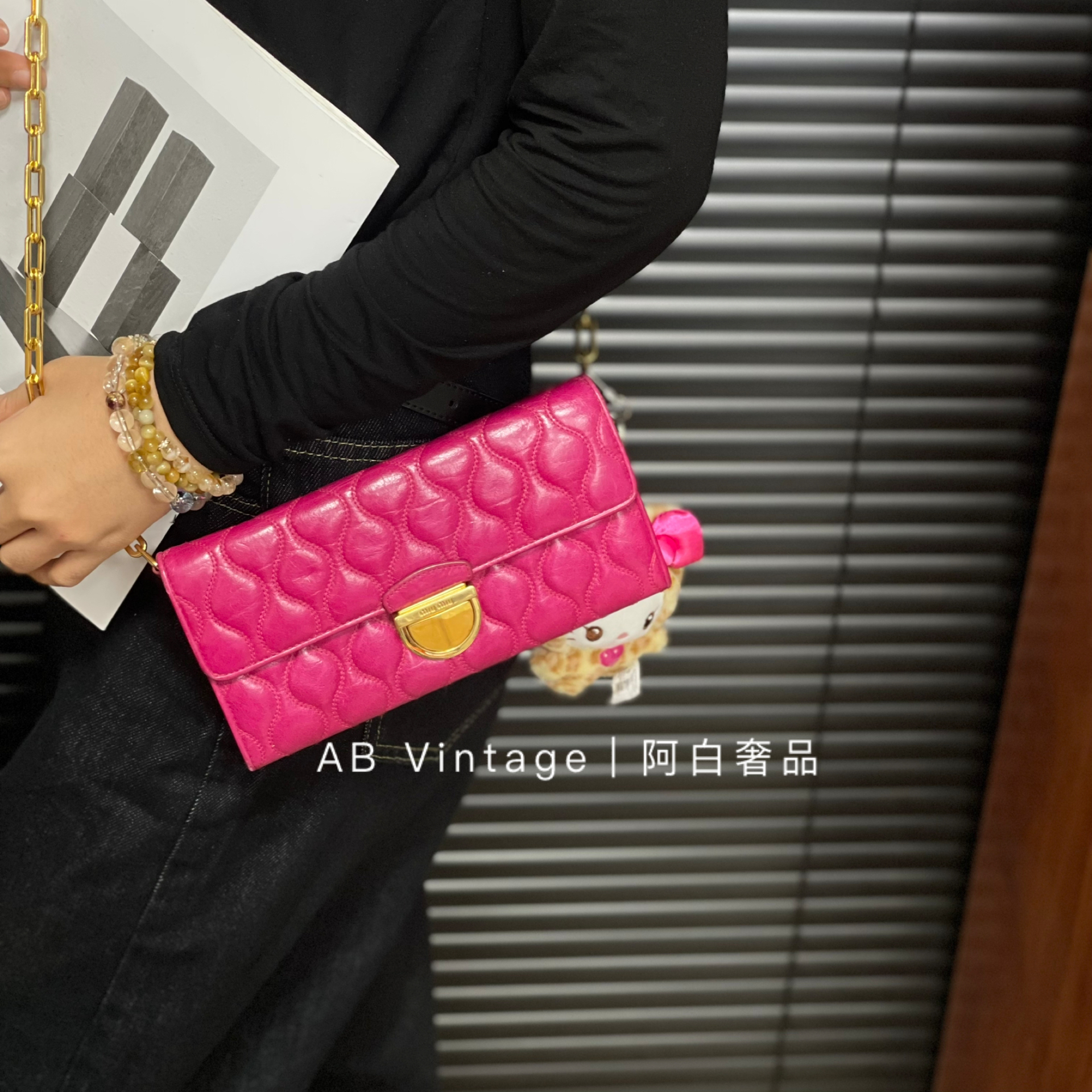 95新 MIU MIU/缪缪 阿白奢品/缪缪 油蜡皮单肩包