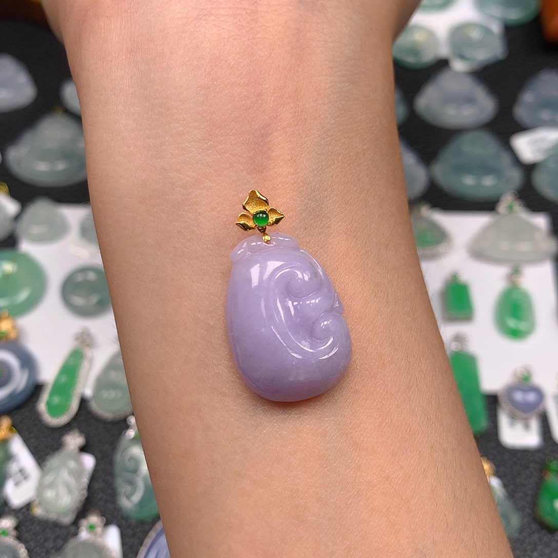 翡翠18K金镶嵌吊坠(不含链)