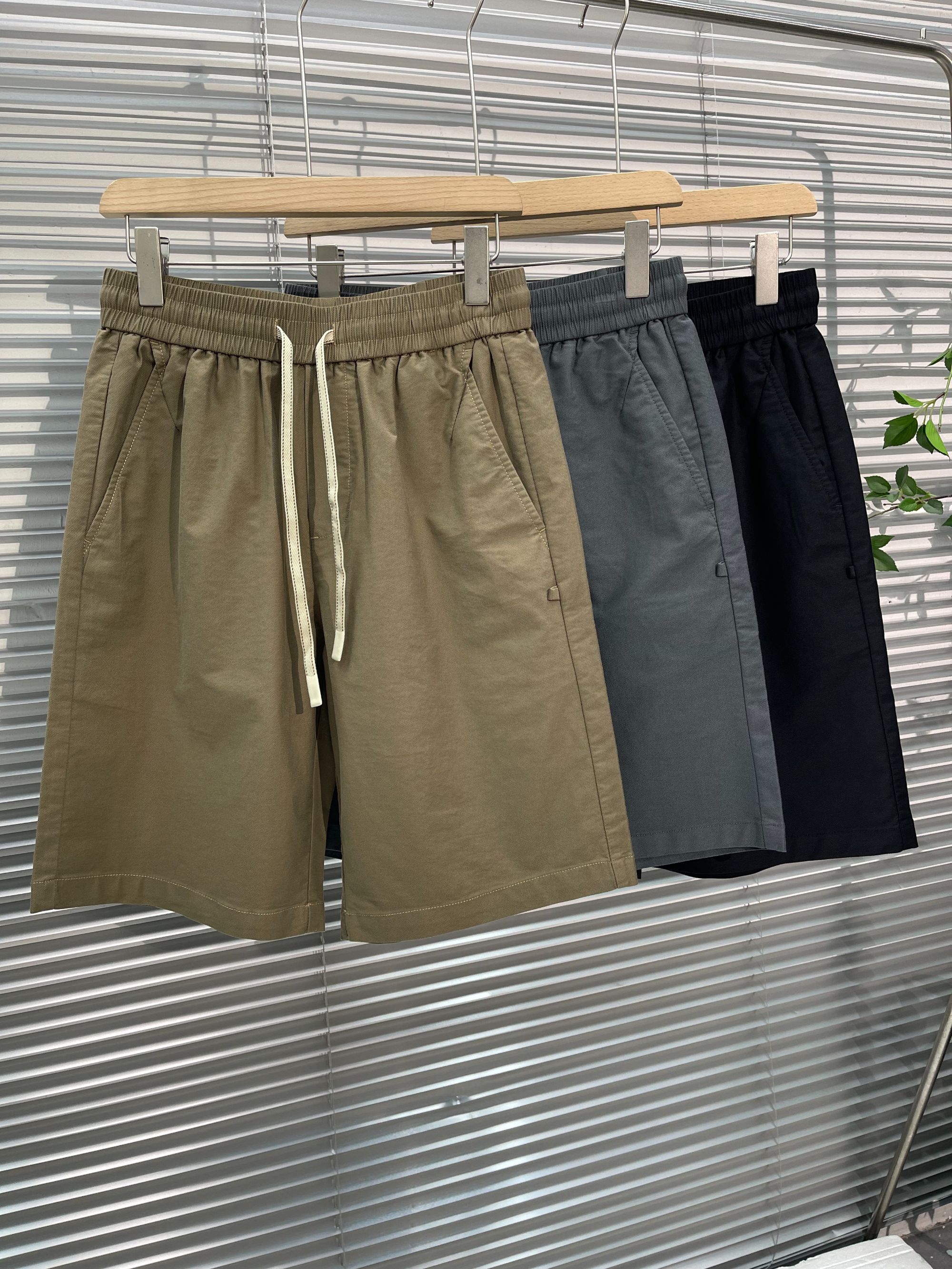 F9002夏季新款男士松紧腰水洗弹力棉五分中裤