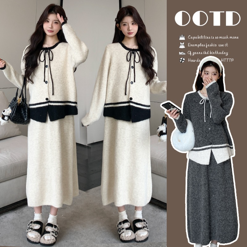 秋冬新款韩系修身显瘦孕妇毛衣半身裙套装