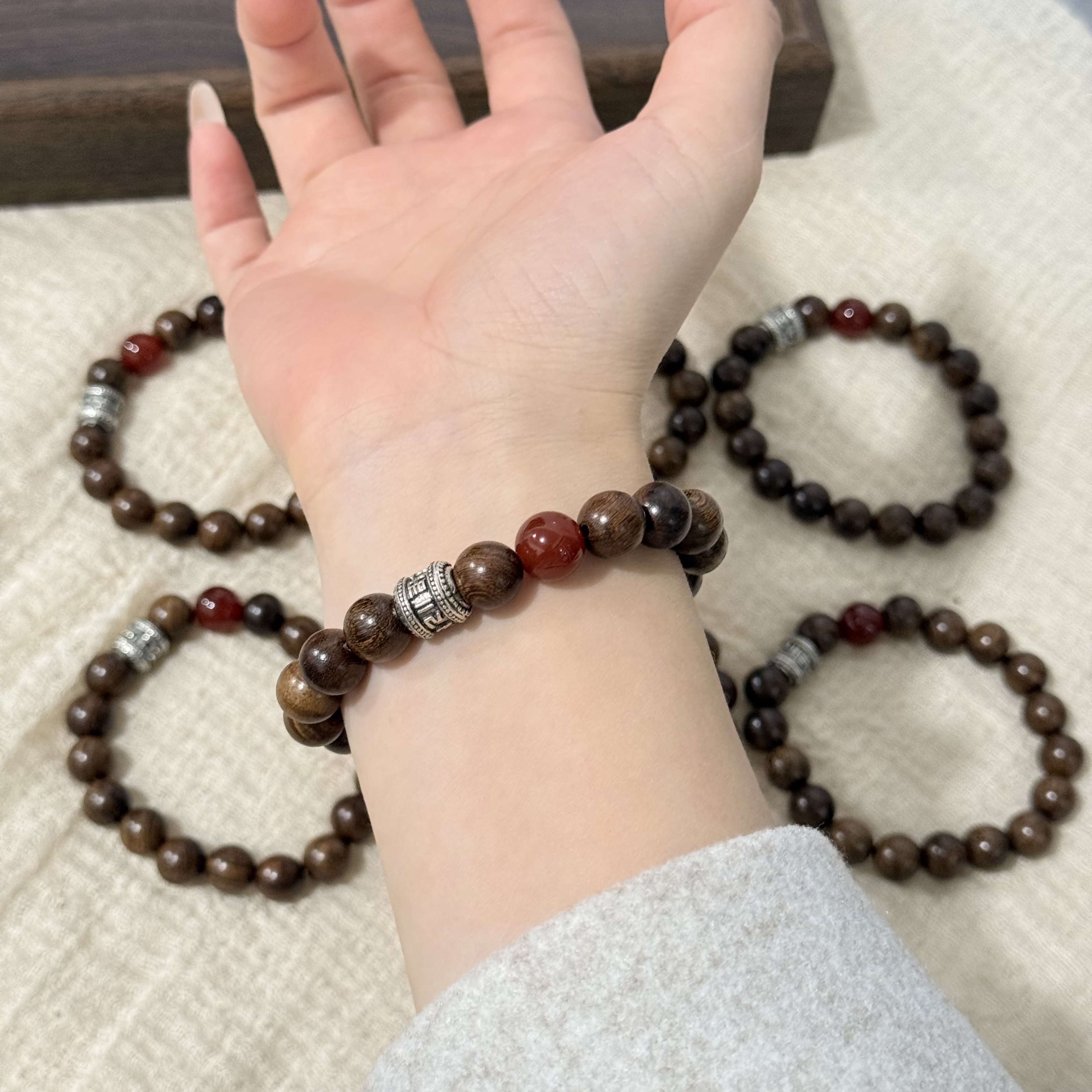 复古藏式 1.0 金丝檀木男女情侣文玩串珠简约百搭饰品