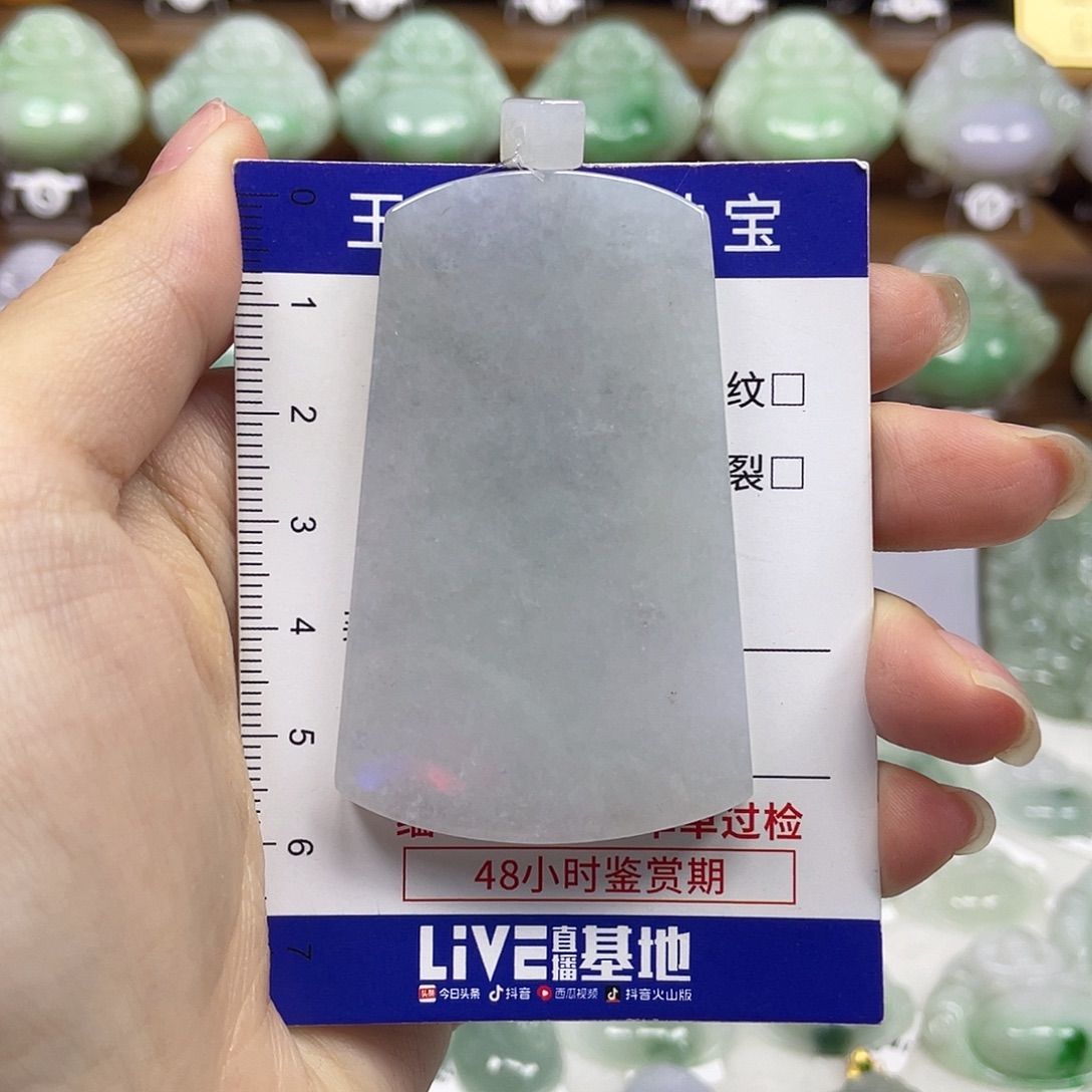 翡翠未镶嵌颈饰无事牌