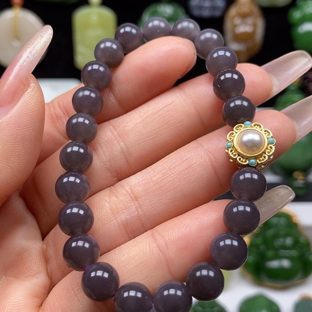 和田玉颈饰银S925镶嵌