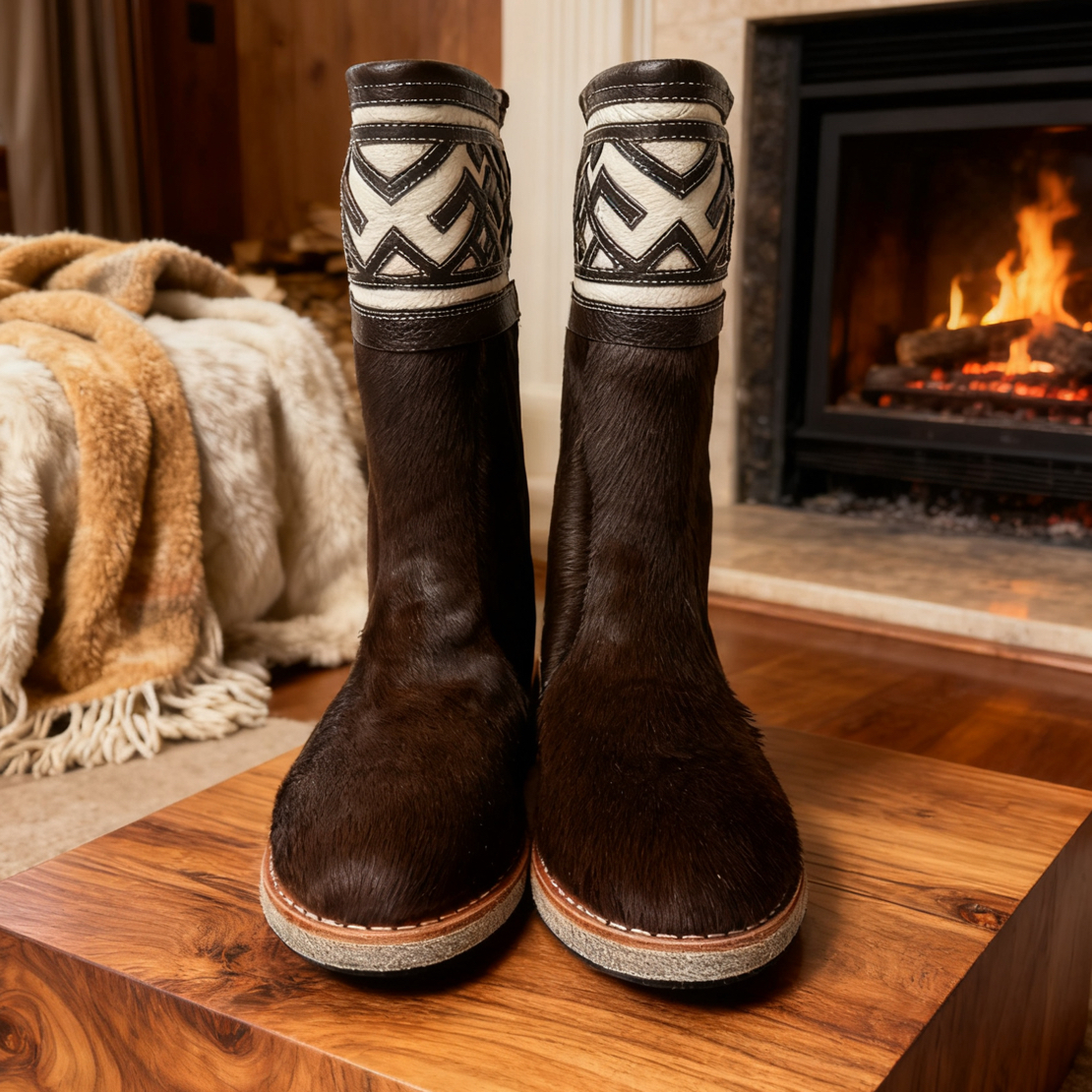 312-88《男》防滑保暖高筒马毛雪地靴加绒厚底时尚靴子