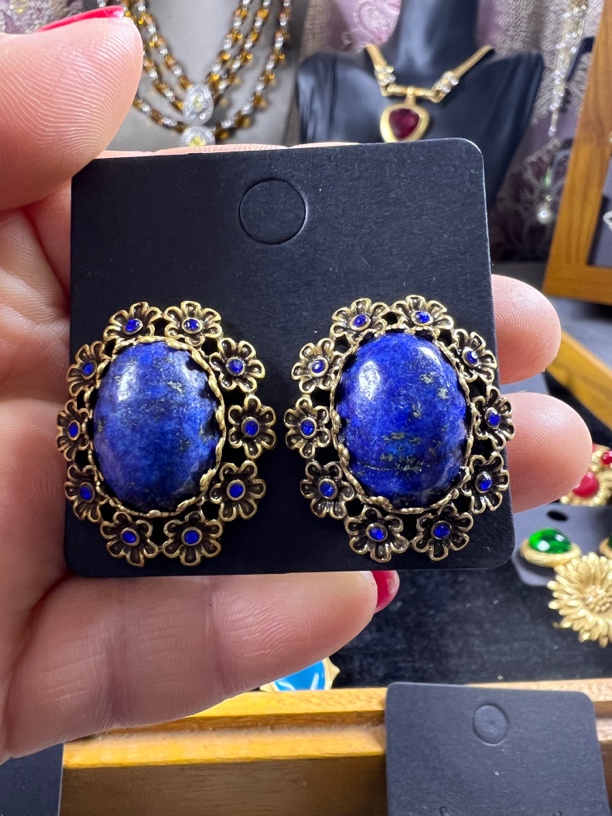 铜合金花岗石耳饰 铜合金中古耳环1010