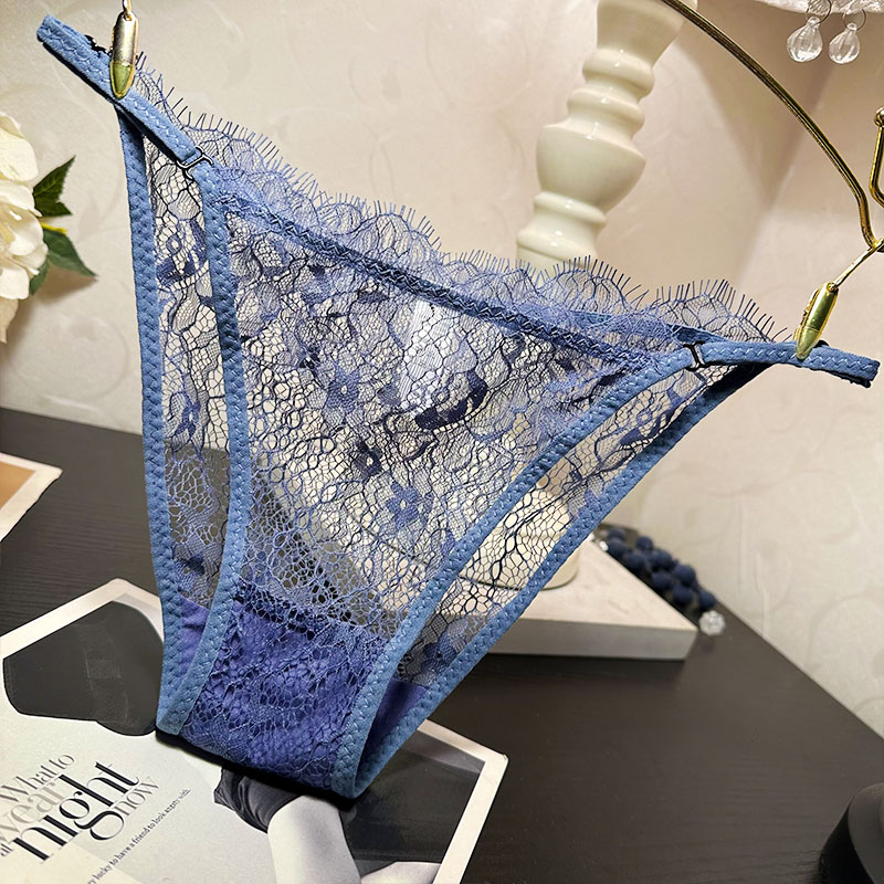 时尚睫毛蕾丝内裤女士性感风中低腰透明透视三角裤舒适底裤头新品