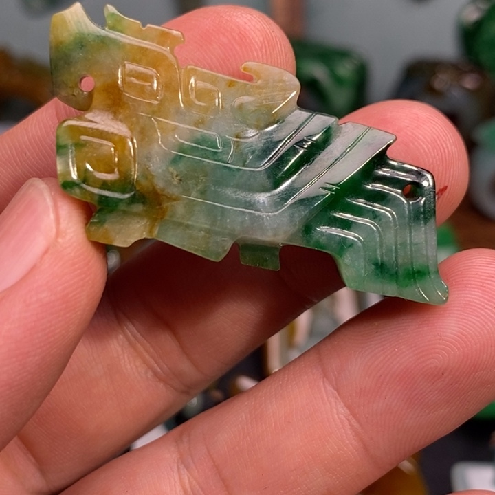 翡翠未镶嵌吊坠(不含链)凤鸟纹玉佩