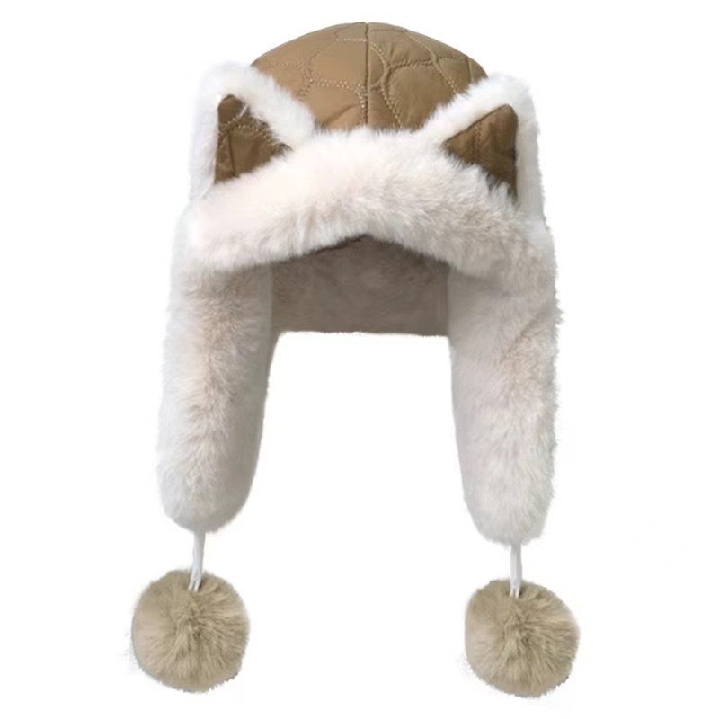 TUQIN【图勤】狐狸耳朵毛绒帽冬款加厚加绒护耳保暖防风防寒雷锋帽