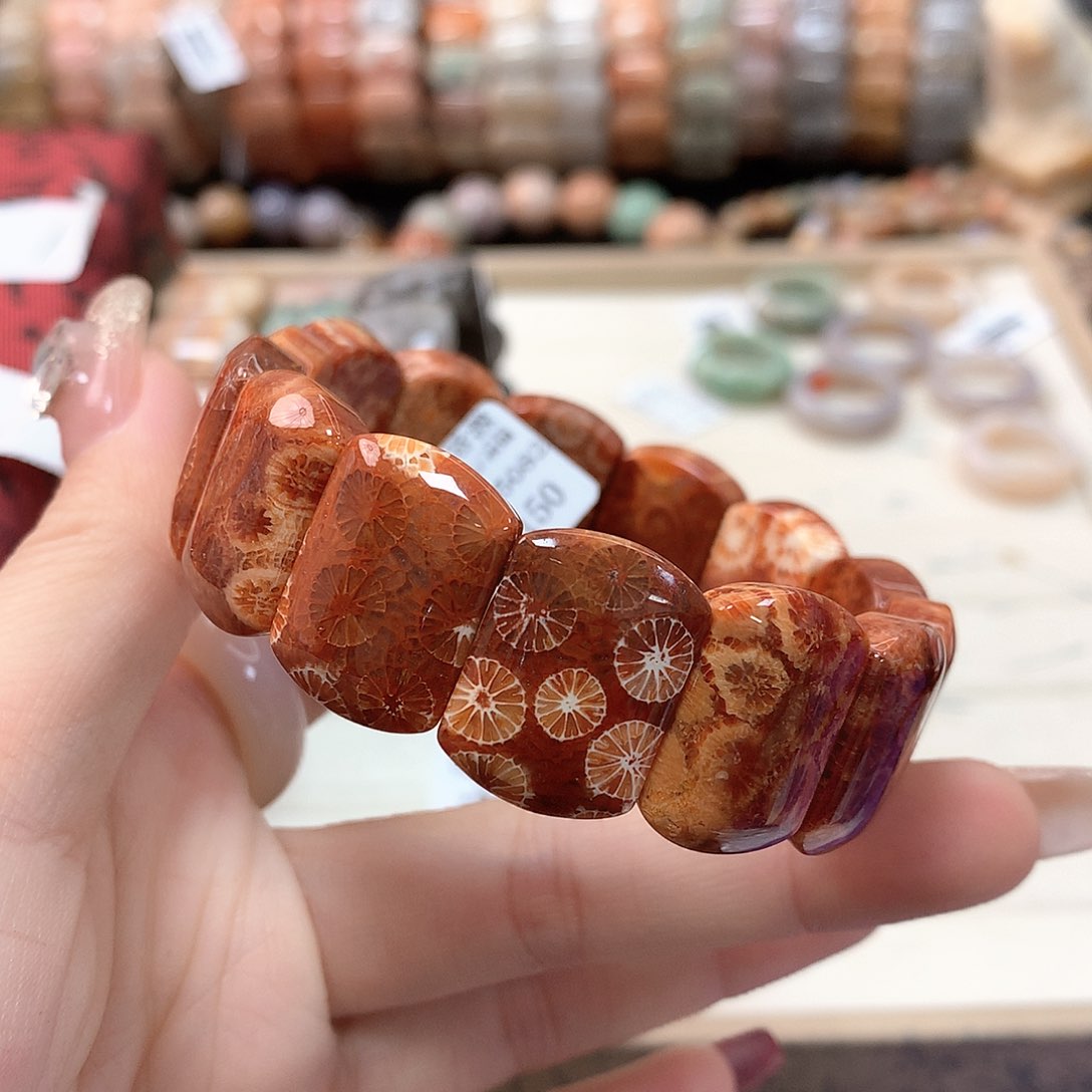 硅化珊瑚（珊瑚玉）手链未镶嵌柠**•813