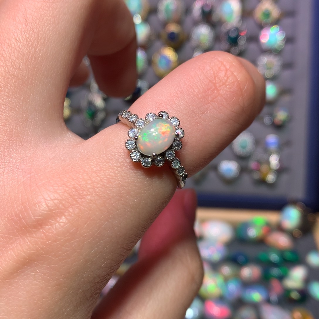 欧泊戒指款式不退不换银S925镶嵌