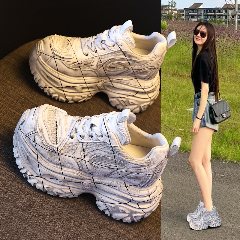增高9CM厚底内增高复古老爹鞋女2025年秋季新款松糕运动休闲女鞋