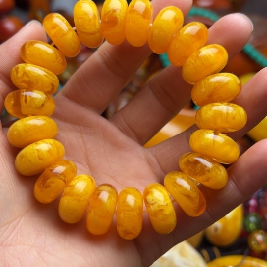 琥珀（花珀）手串未镶嵌蜜蜡