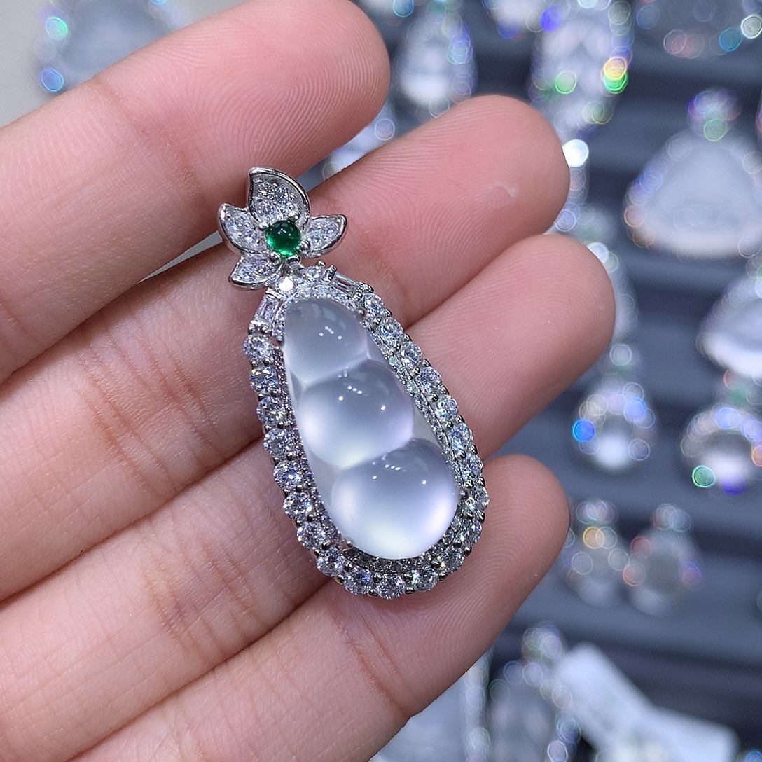 石英质玉颈饰银S925镶嵌发***_33