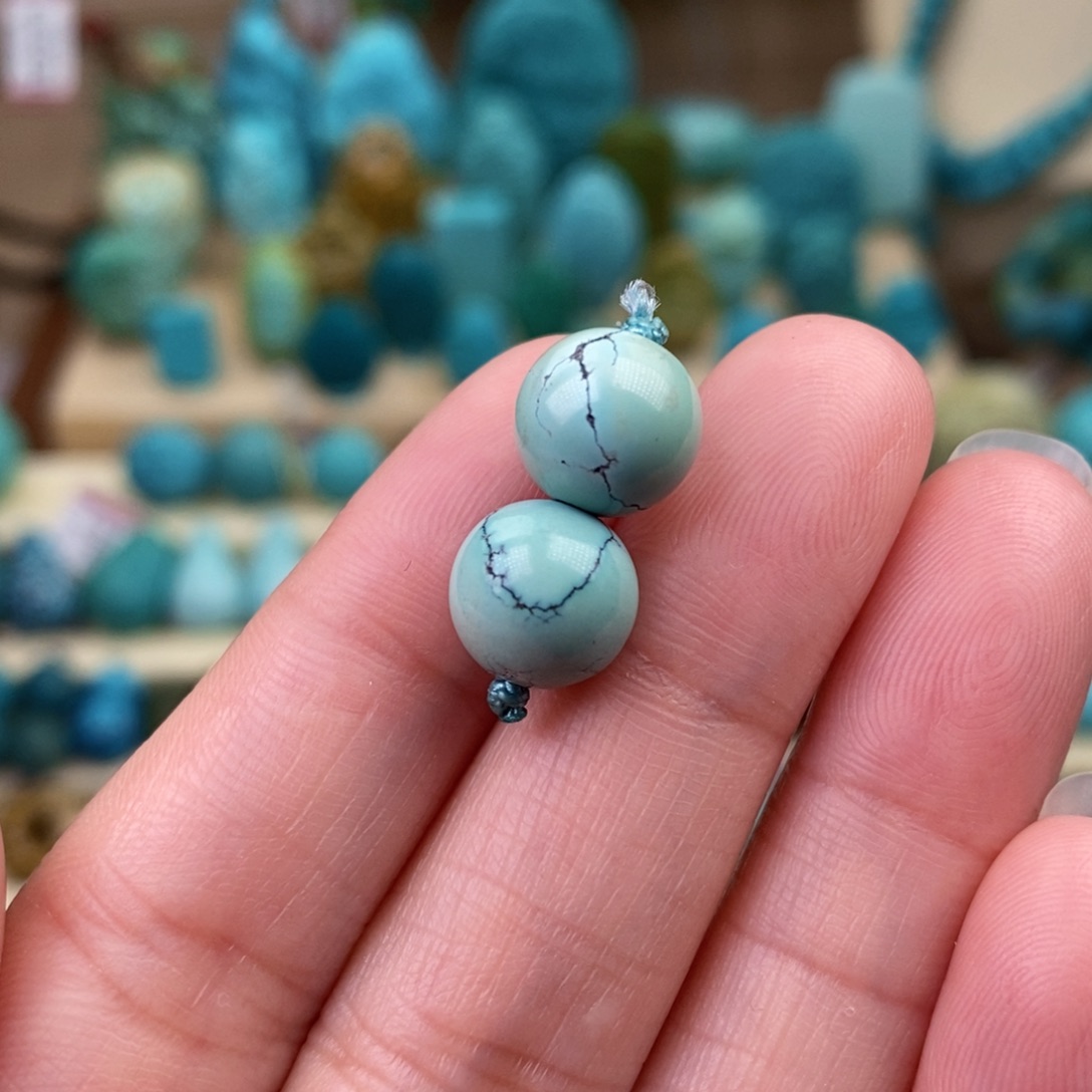 绿松石珠宝奇石未镶嵌9.5mm