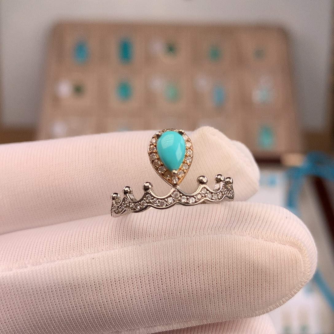 绿松石银S925镶嵌戒指