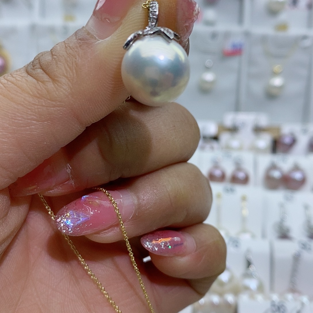 淡水珍珠银S925镶嵌吊坠(赠链)