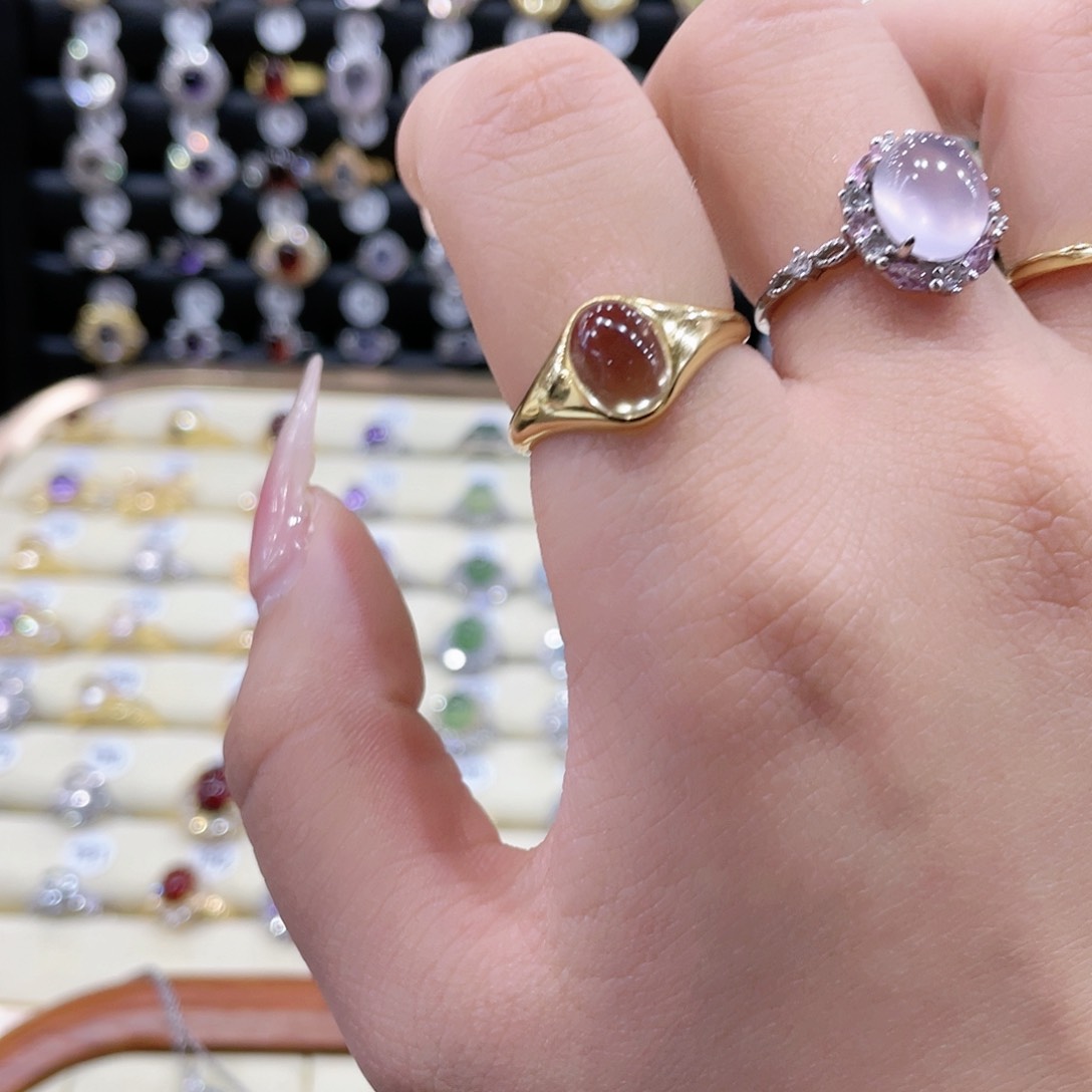 黄晶戒指银S925镶嵌戒指