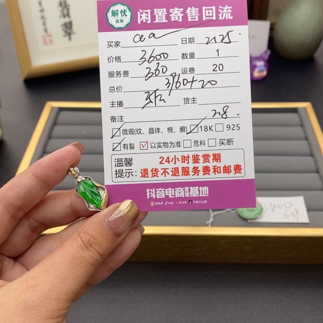 翡翠颈饰18K金镶嵌a*a翡翠