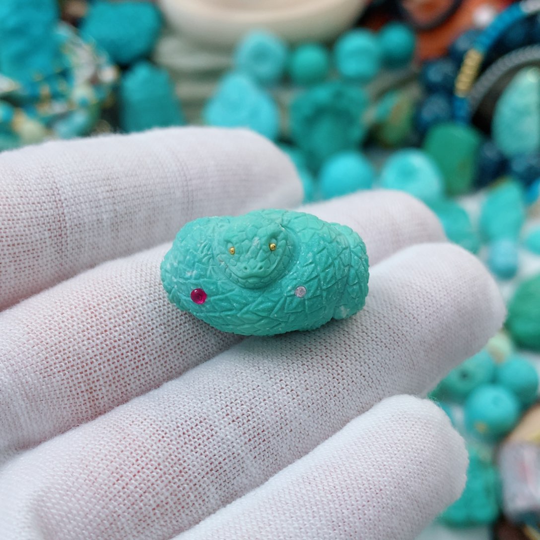 绿松石18K金镶嵌珠宝半成品