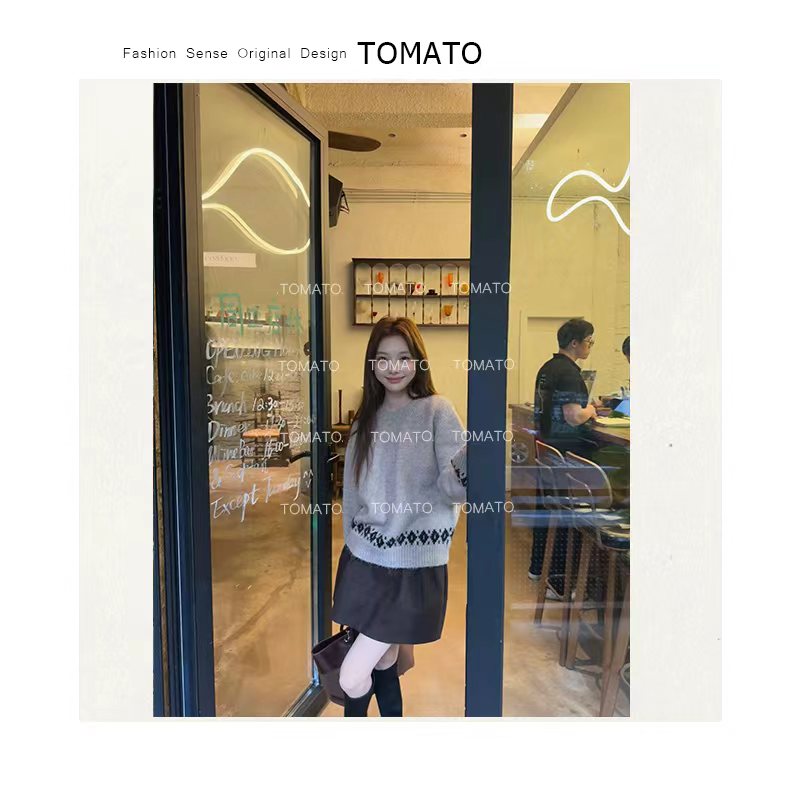 TomaTo-秋冬新款小众气质感时尚显瘦软糯提花毛衣针织衫C25MY3118