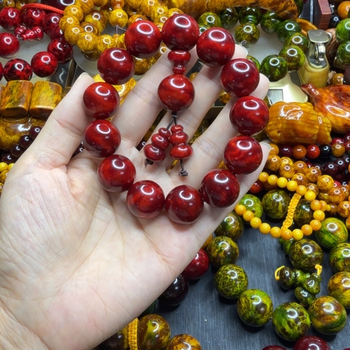 松木琥珀木文玩手串