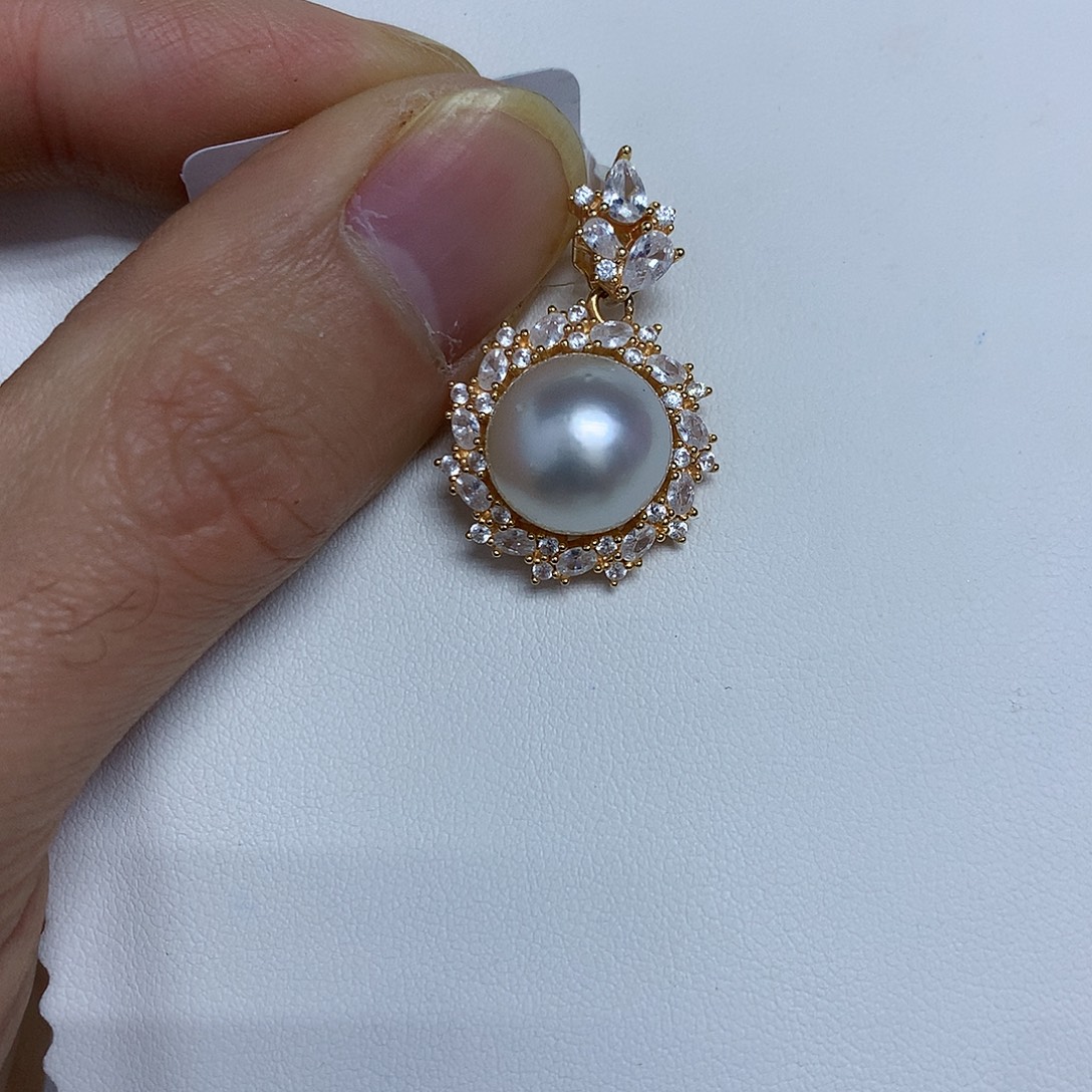 吊坠(不含链)银S925镶嵌海水珍珠12-13