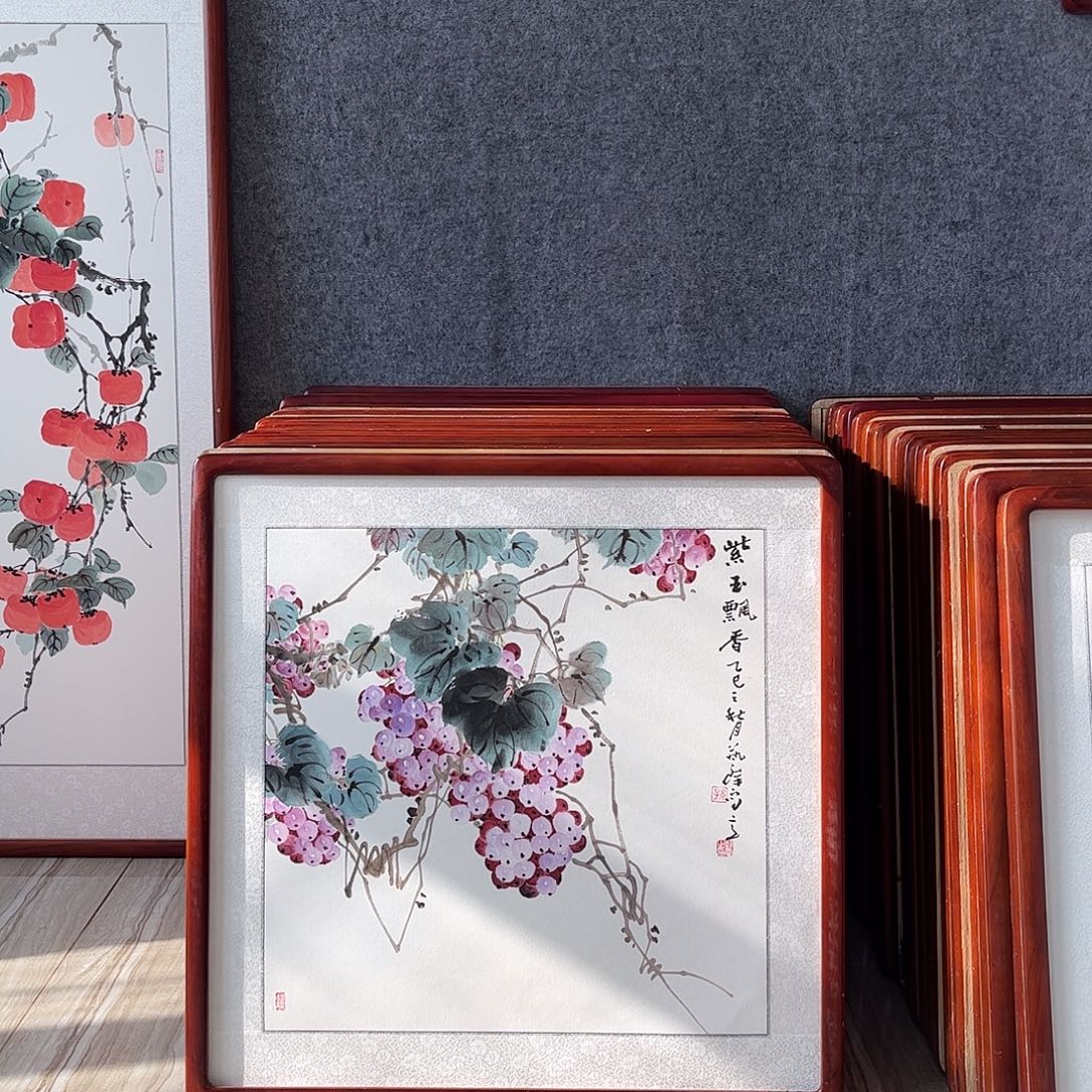 国画书画作品带框63×63