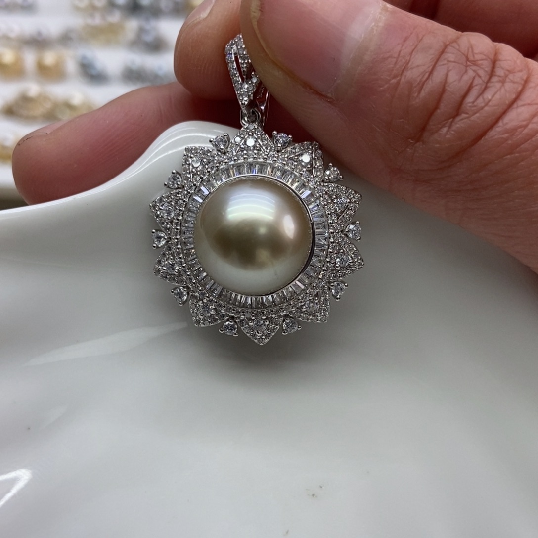 海水珍珠吊坠(不含链)银S925镶嵌