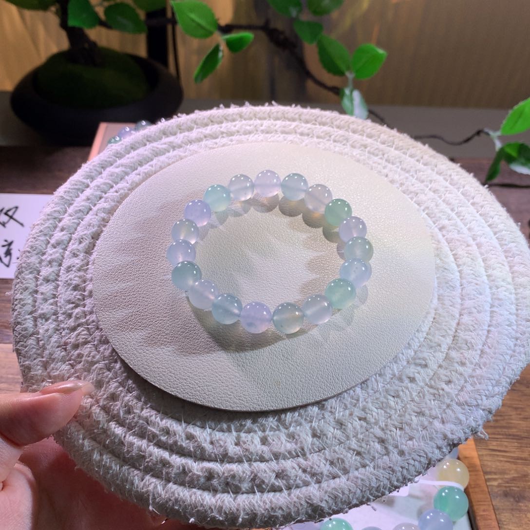 散珠翡翠天然缅a清冷马卡龙手串10mm