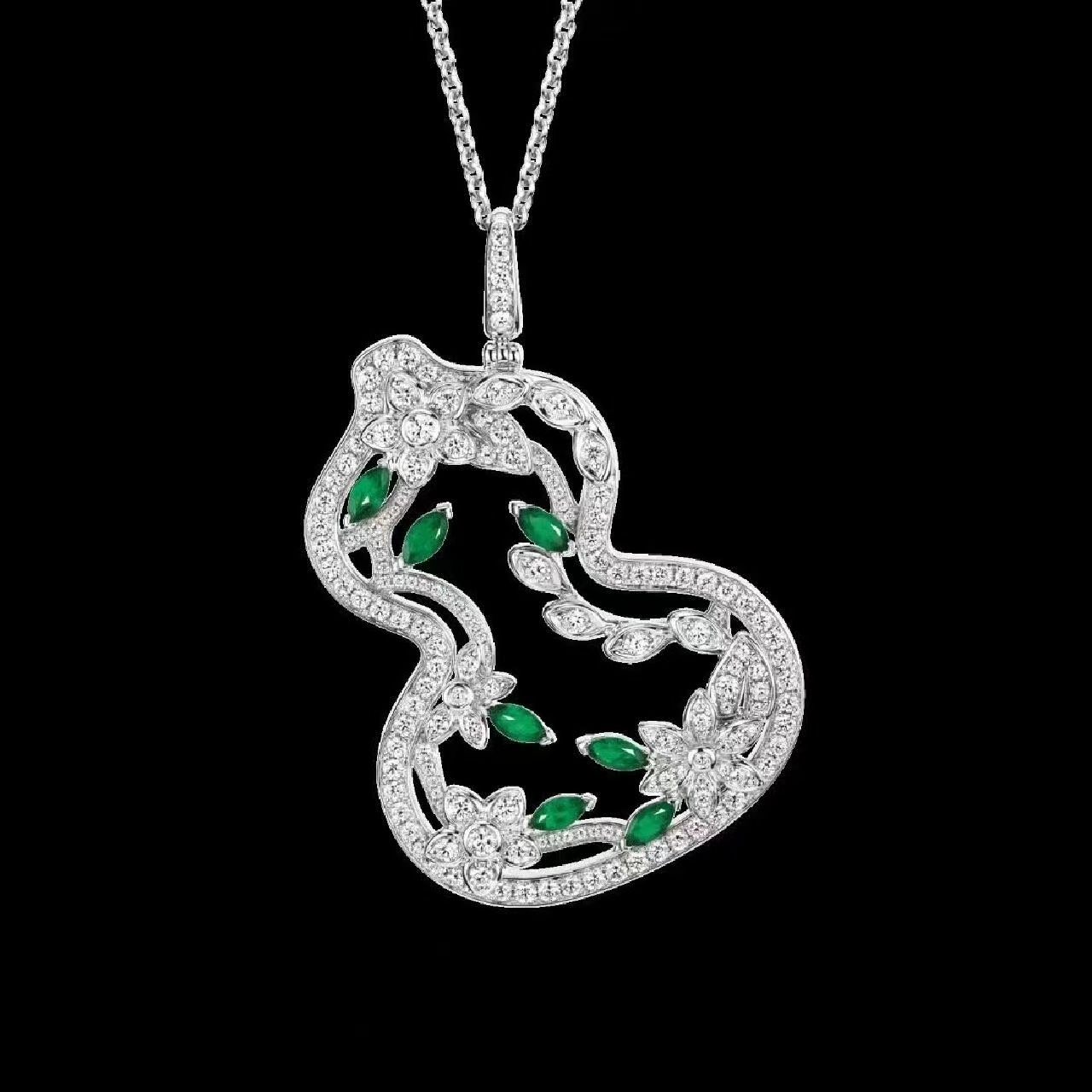 18K金满钻葫芦项链 CZ (定制品质48小时鉴赏期)