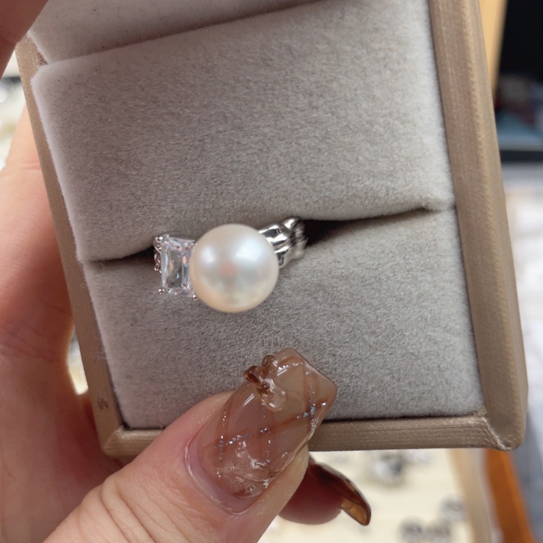 戒指银S925镶嵌海水珍珠F95