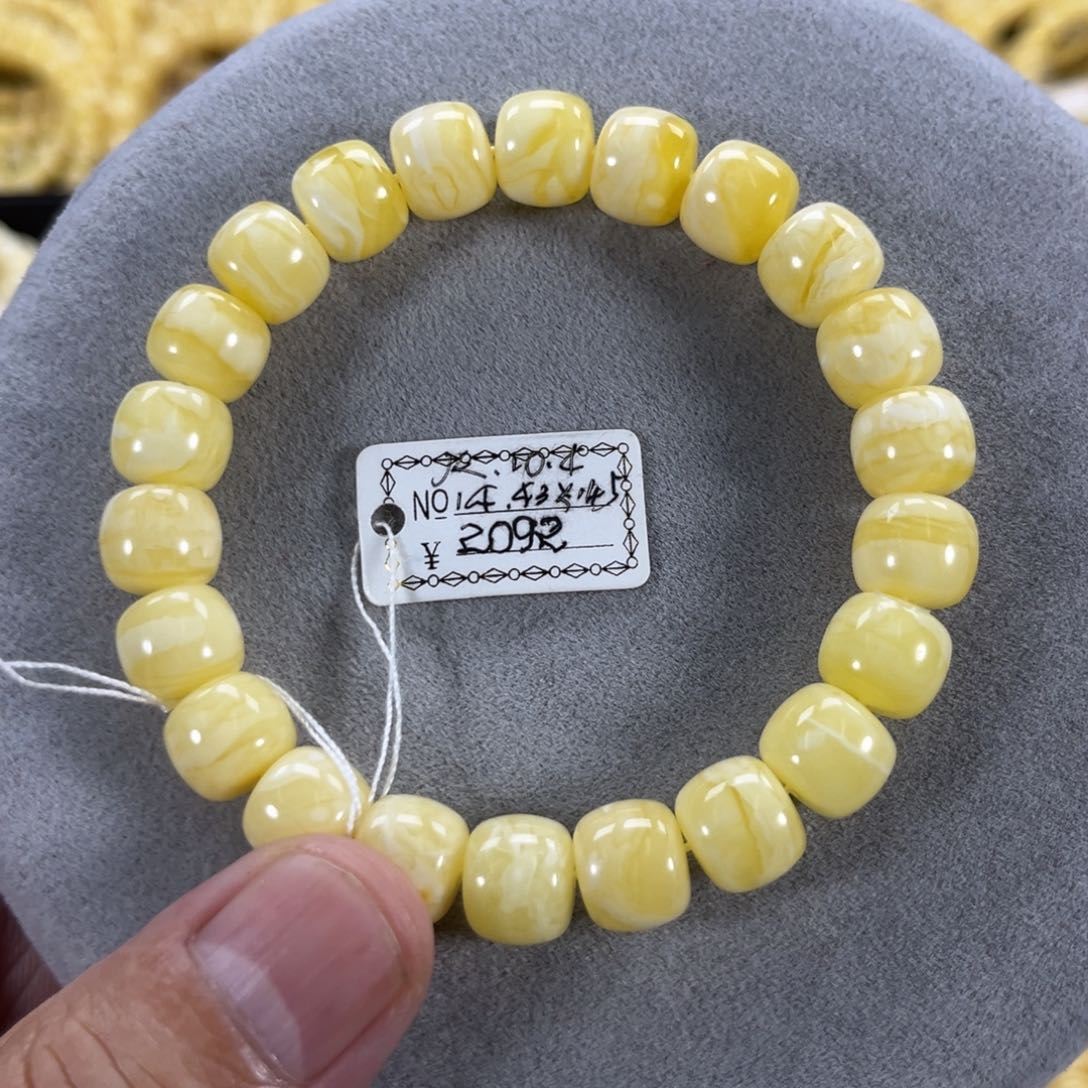 蜜蜡手串未镶嵌纯天然俄料奶白金纹虎皮