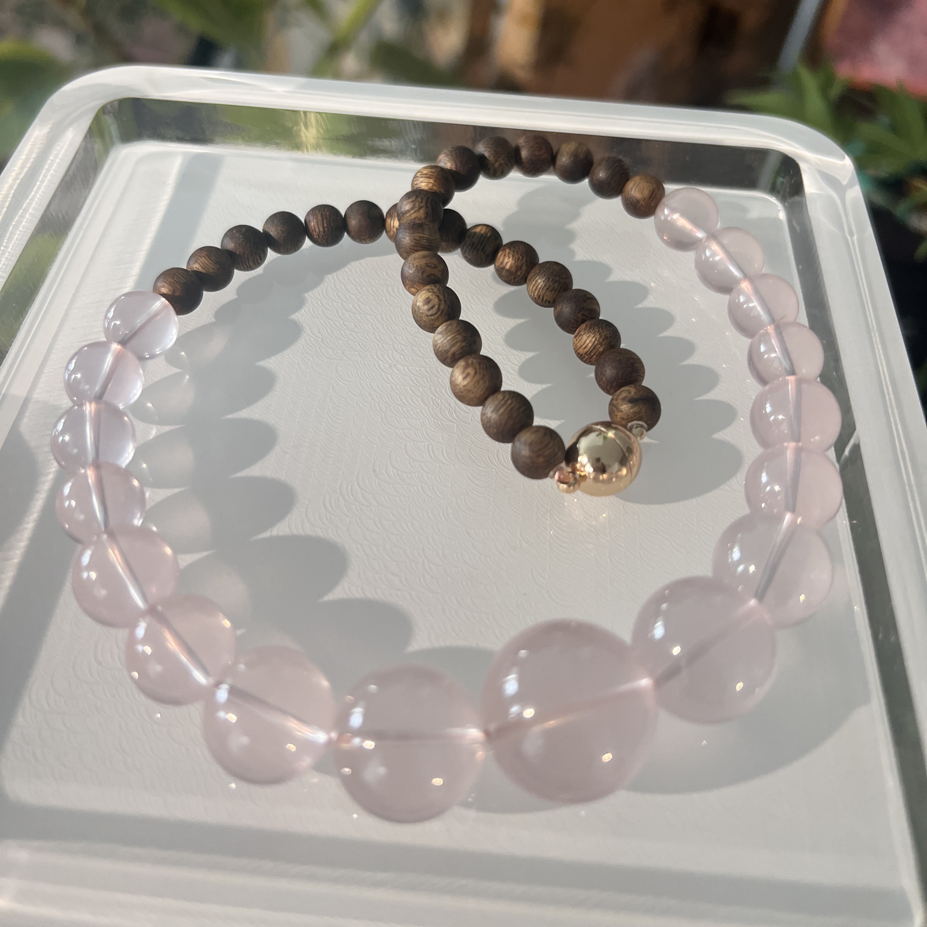 大珠珠星光粉项链