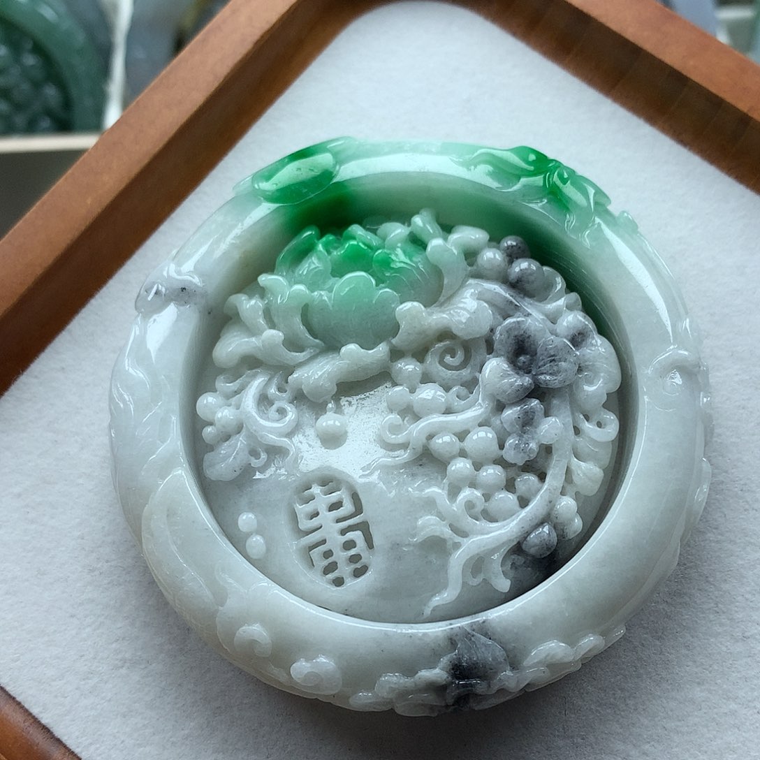 翡翠未镶嵌手镯复古风格56.5