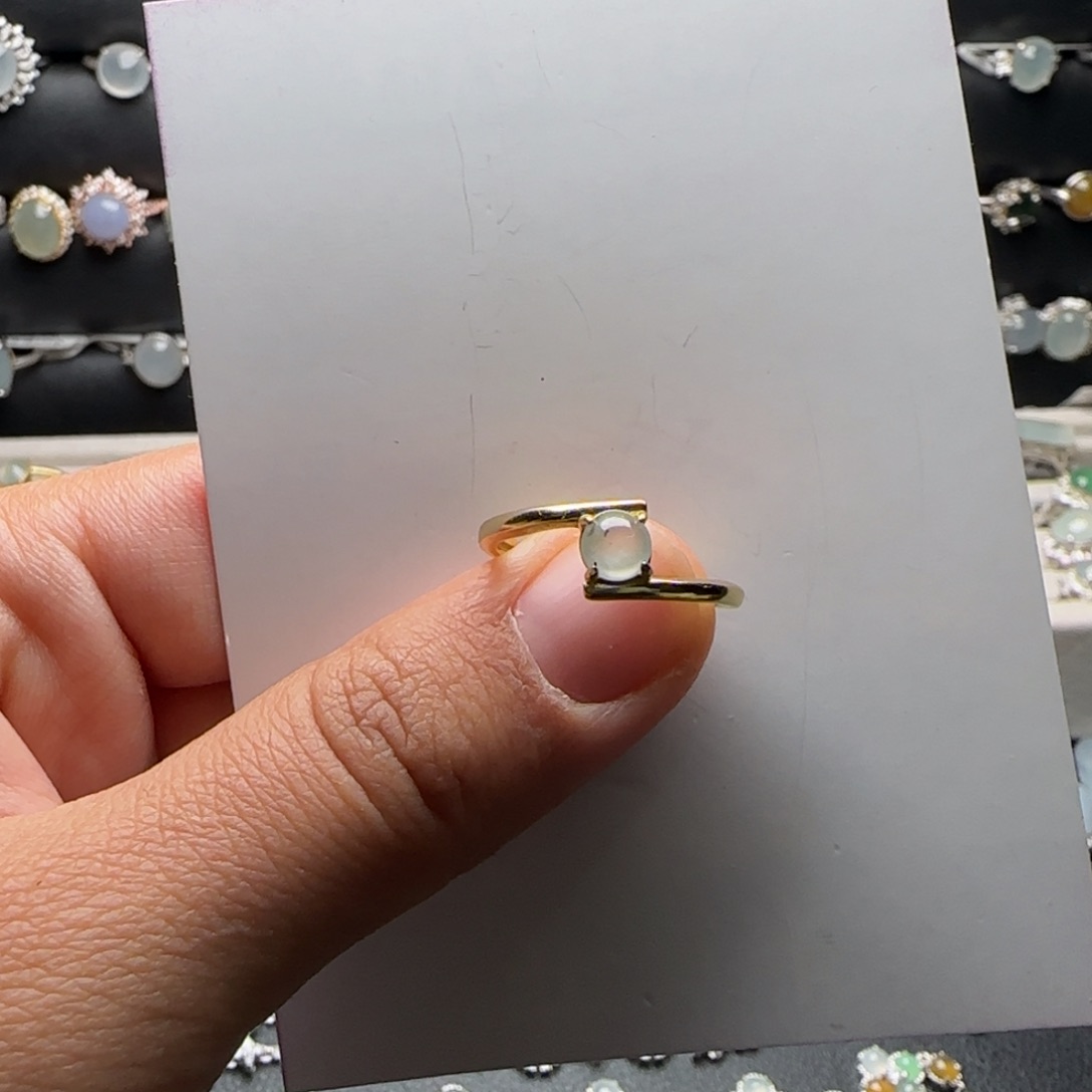 翡翠戒指银S925镶嵌天然缅甸A货翡翠