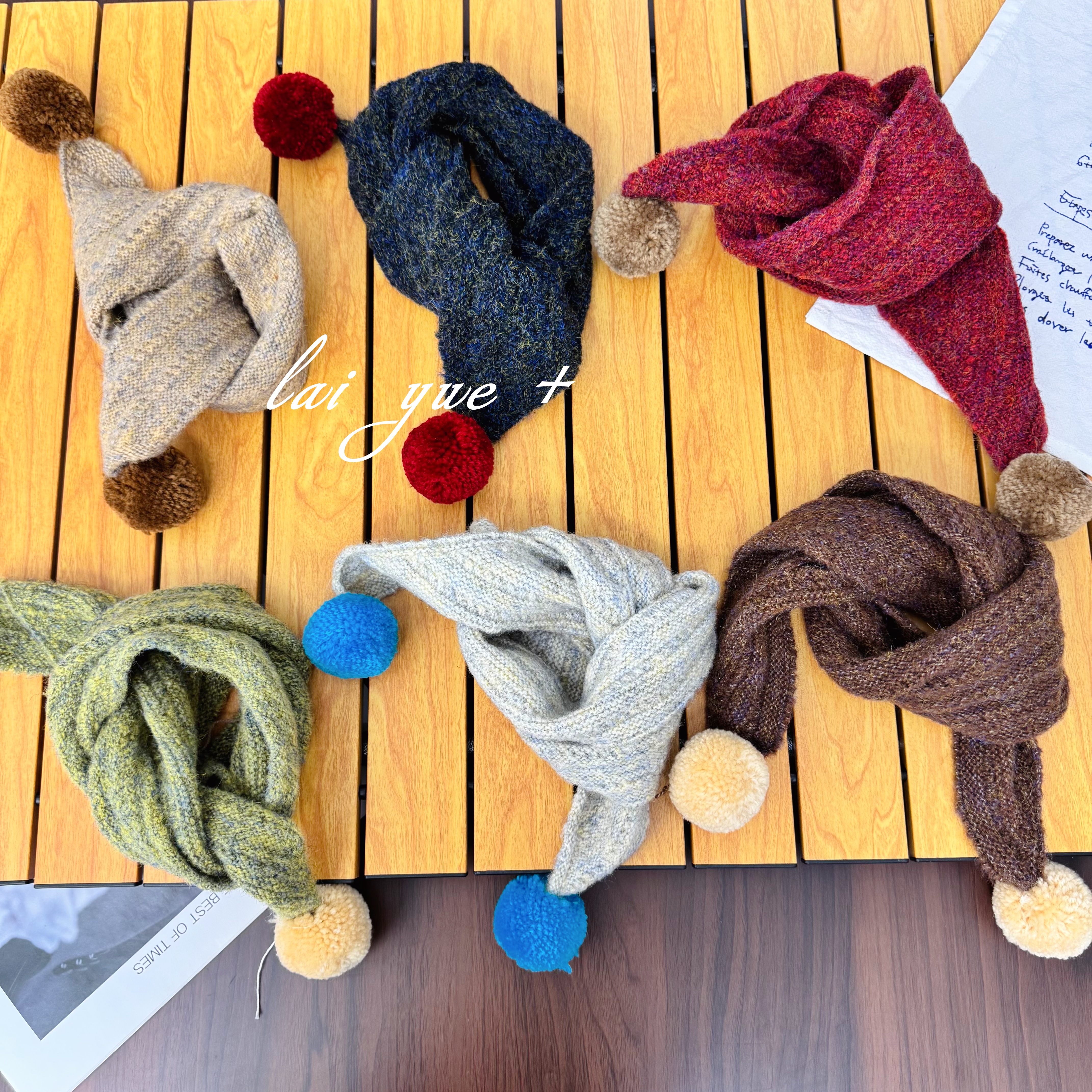 ins韩系儿童彩色球球针织围巾男女宝宝冬季保暖围脖出门防风脖套