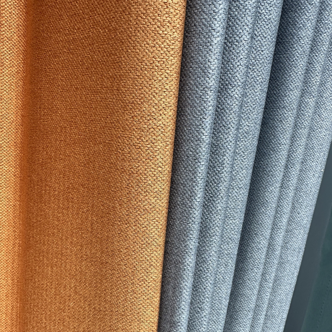 麦子成品窗帘5麻灰橘（一套两片）