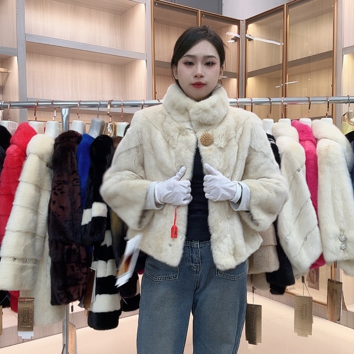 米白立领短款yh0319